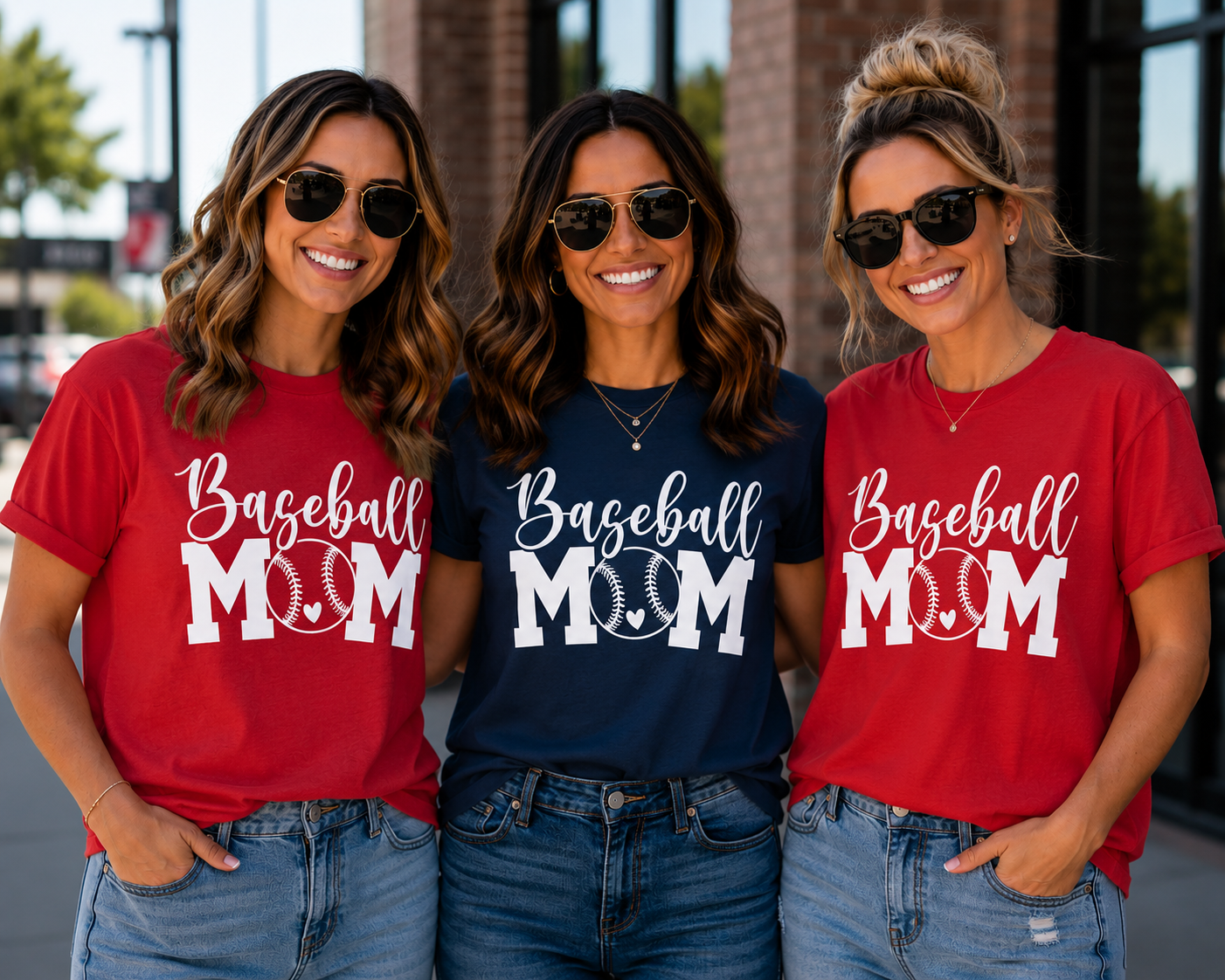 Baseball Mom (Red, Navy, Royal Blue)