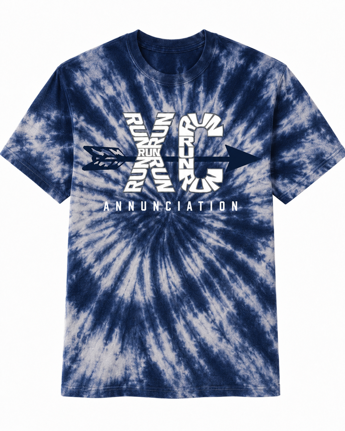Adult Unisex Blue Tie Dye Tshirt Cross Country