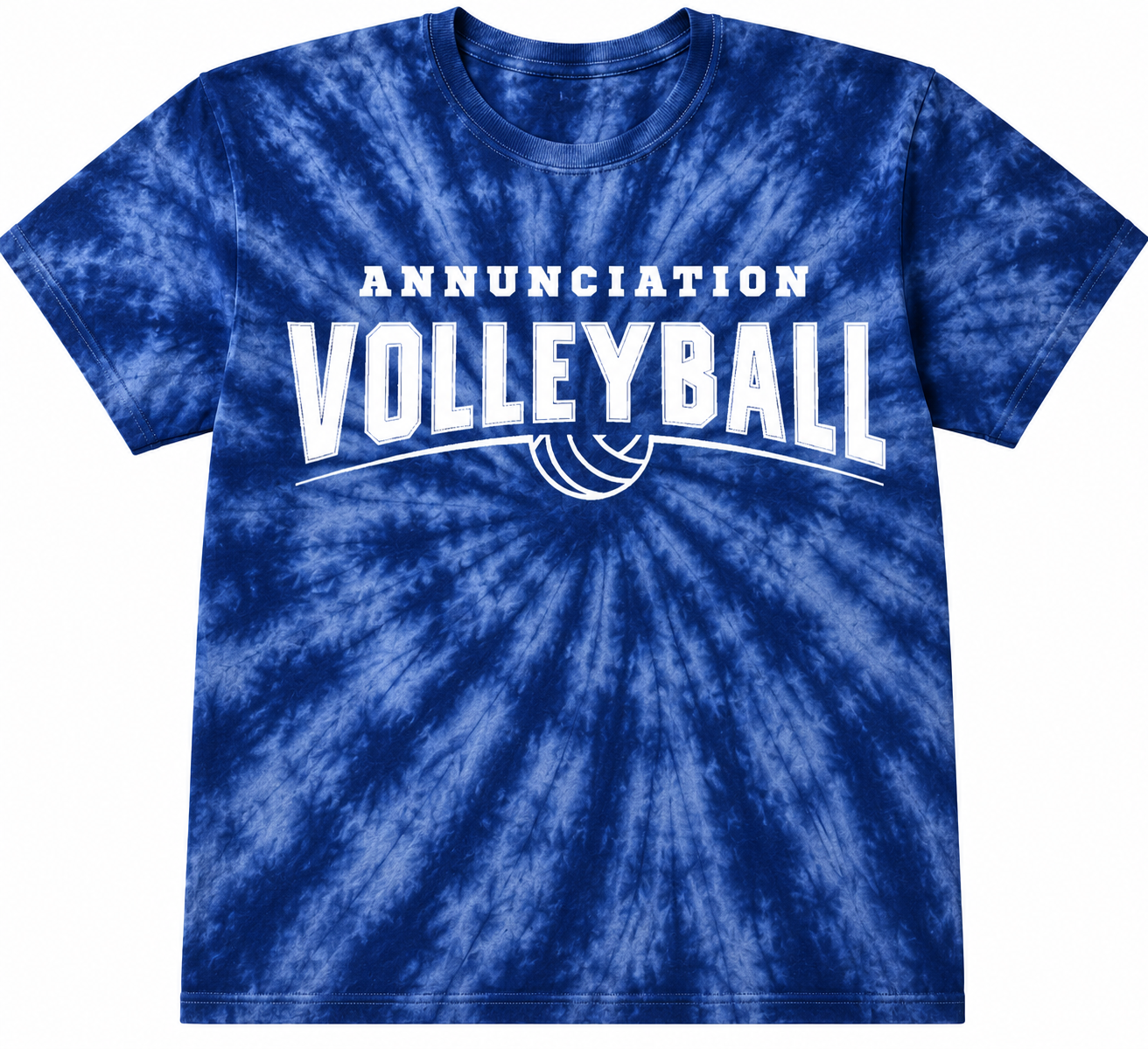Youth Unisex Blue Tie Dye Tshirt Volleyball